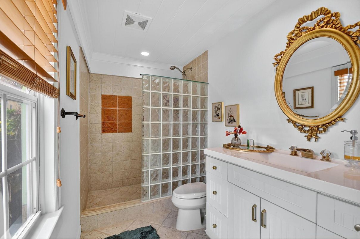 Bathroom, Glass Shower, Interior, Recessed Lighting