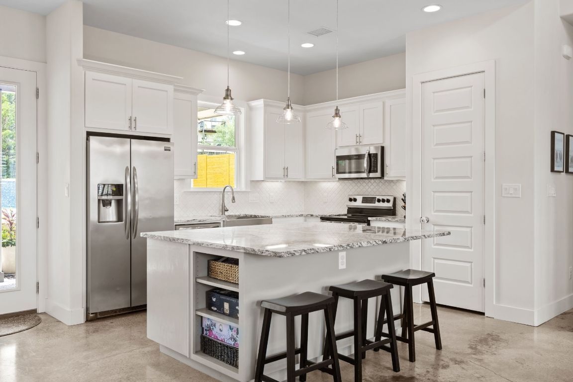 Interior, Kitchen, Pendant Lights, Recessed Lighting, Stainless Steel Appliances