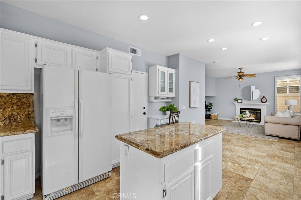Fireplace, Interior, Kitchen, Living room, Recessed Lighting