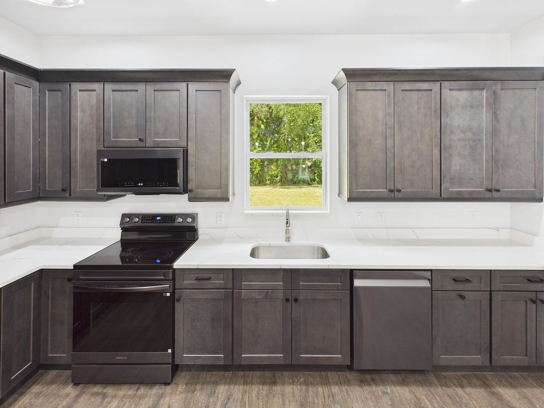 Interior, Kitchen, Recessed Lighting, Wood Texture Flooring