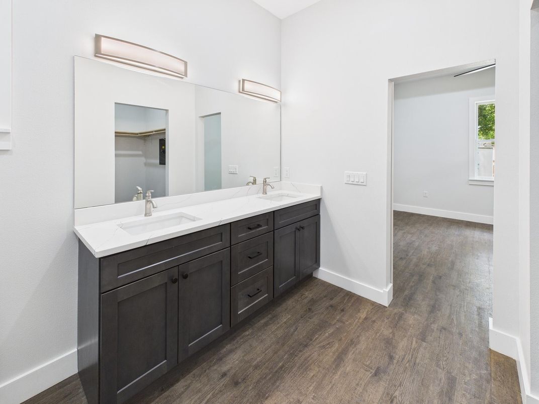 Bathroom, Dual Sink Vanities, Interior, Wood Texture Flooring