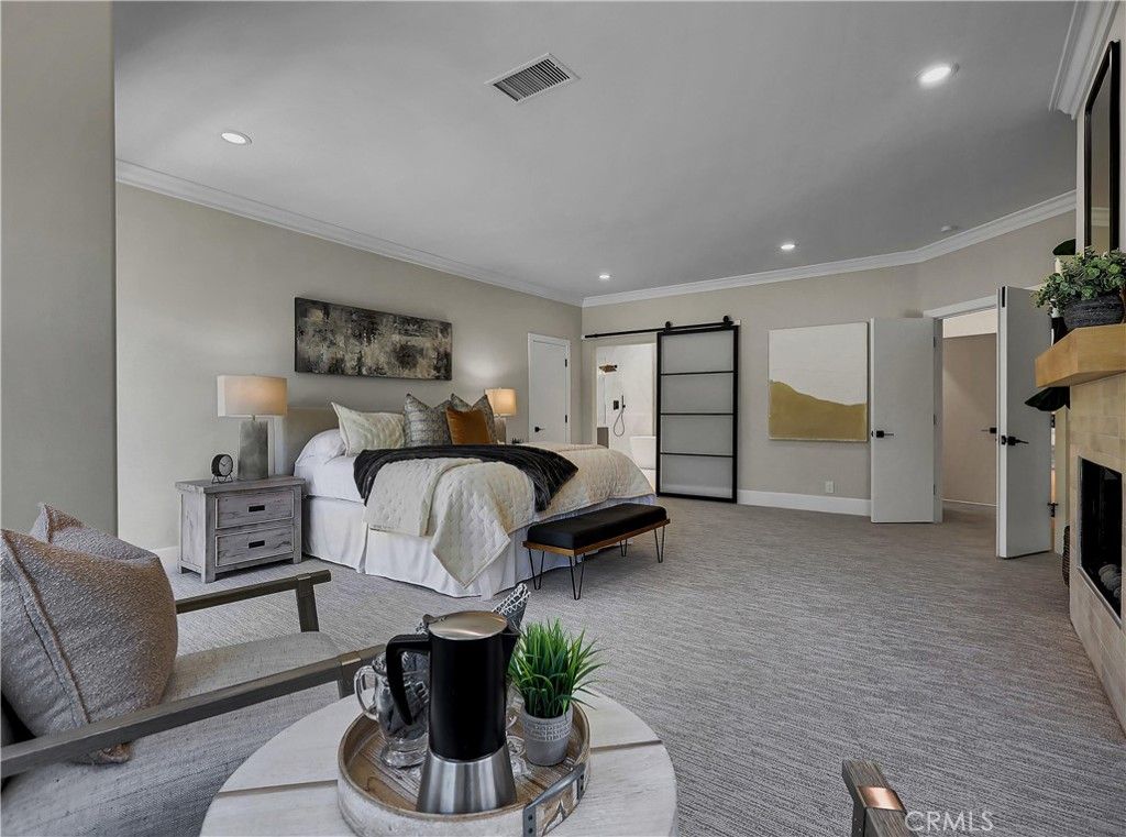 Bedroom, Fireplace, Interior, Recessed Lighting