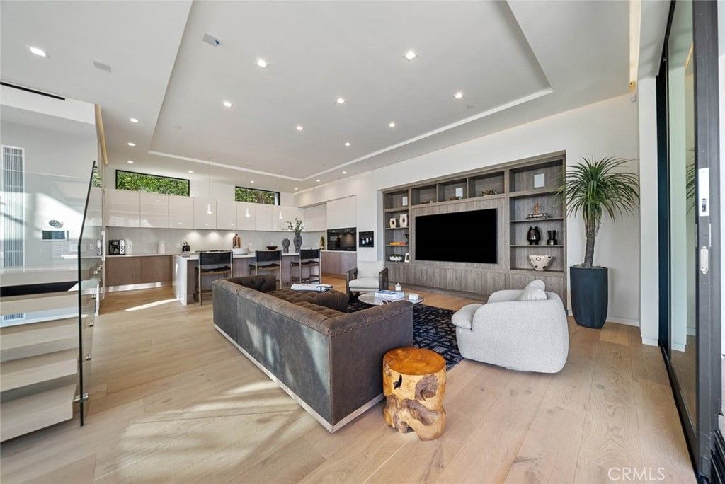 Interior, Kitchen, Living room, Recessed Lighting, Stainless Steel Appliances, Wood Texture Flooring