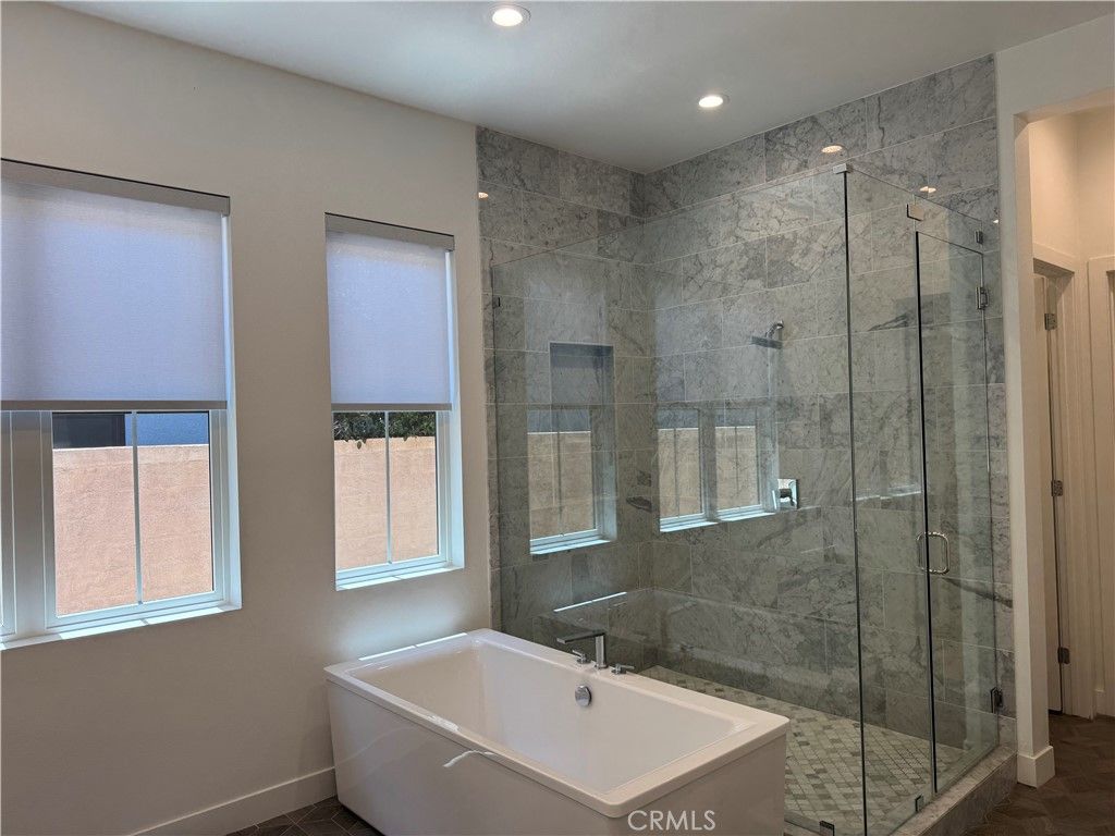 Bathroom, Free Standing Baths, Glass Shower, Interior, Recessed Lighting