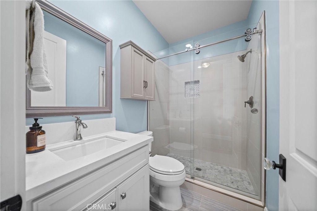 Bathroom, Glass Shower, Interior, Wood Texture Flooring