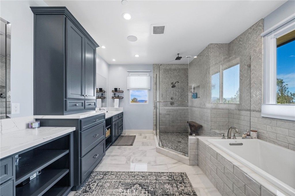 Bathroom, Glass Shower, Interior, Marble, Recessed Lighting