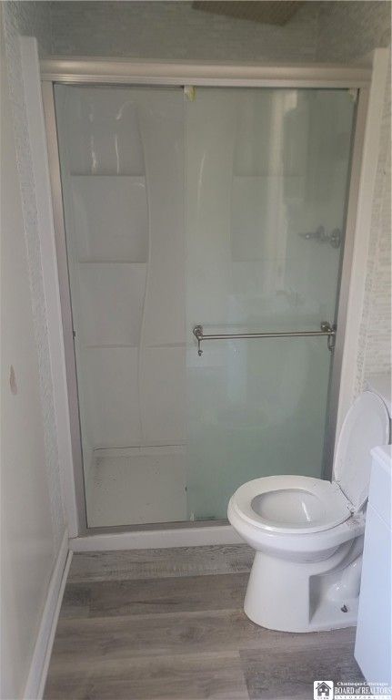Bathroom, Glass Shower, Interior, Wood Texture Flooring