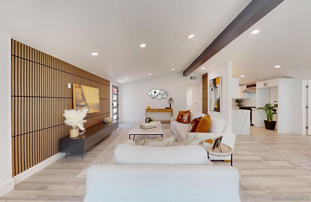 Interior, Living room, Recessed Lighting, Wooden Beams, Wood Texture Flooring