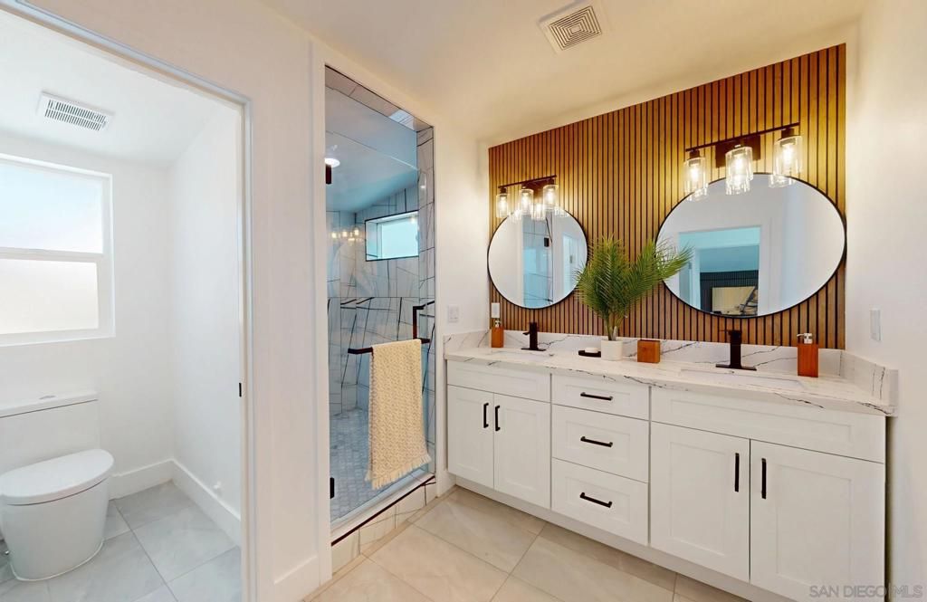 Bathroom, Dual Sink Vanities, Glass Shower, Interior
