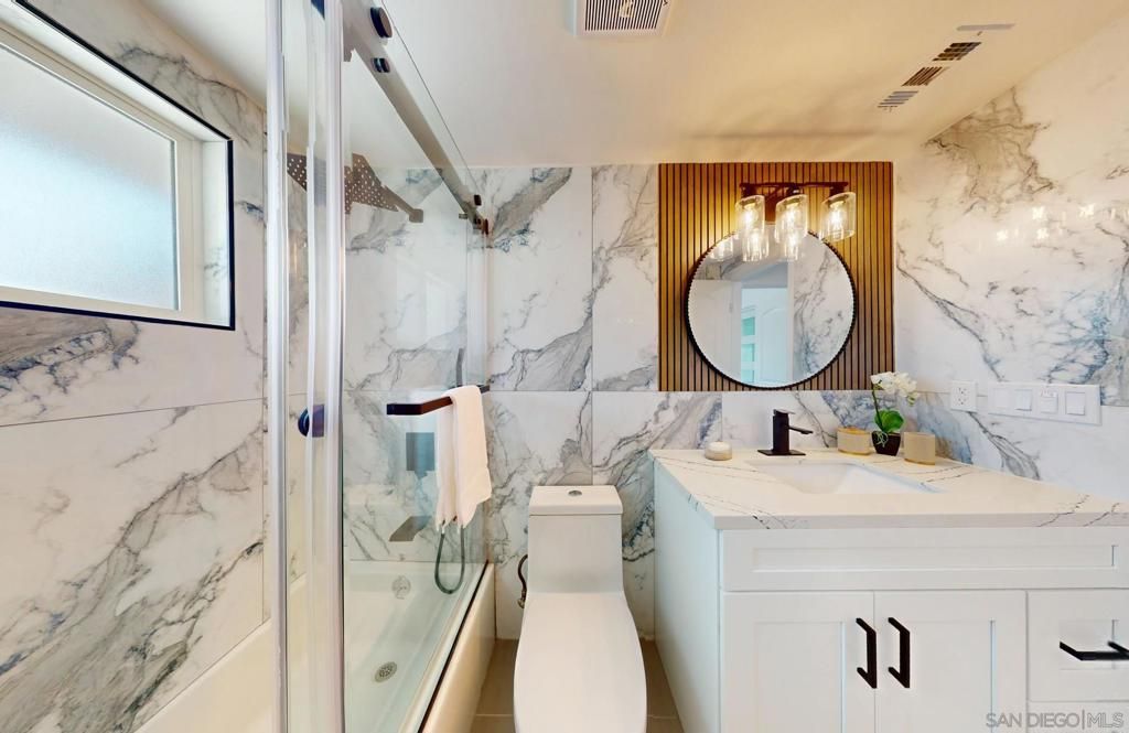 Bathroom, Glass Shower, Interior, Marble Walls
