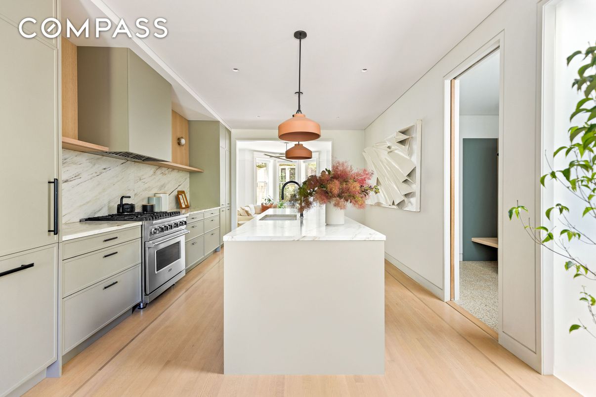 Interior, Kitchen, Pendant Lights, Recessed Lighting, Wood Texture Flooring