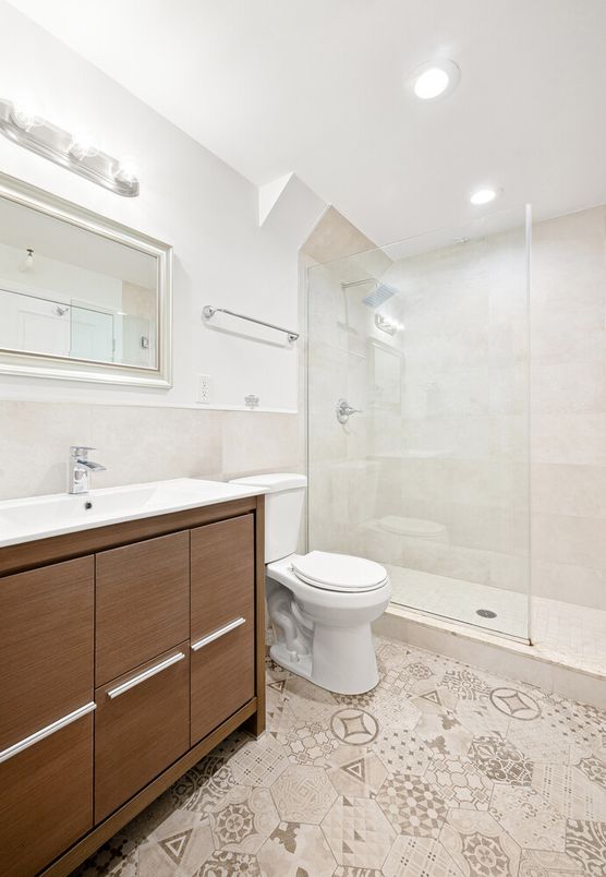 Bathroom, Glass Shower, Interior, Recessed Lighting