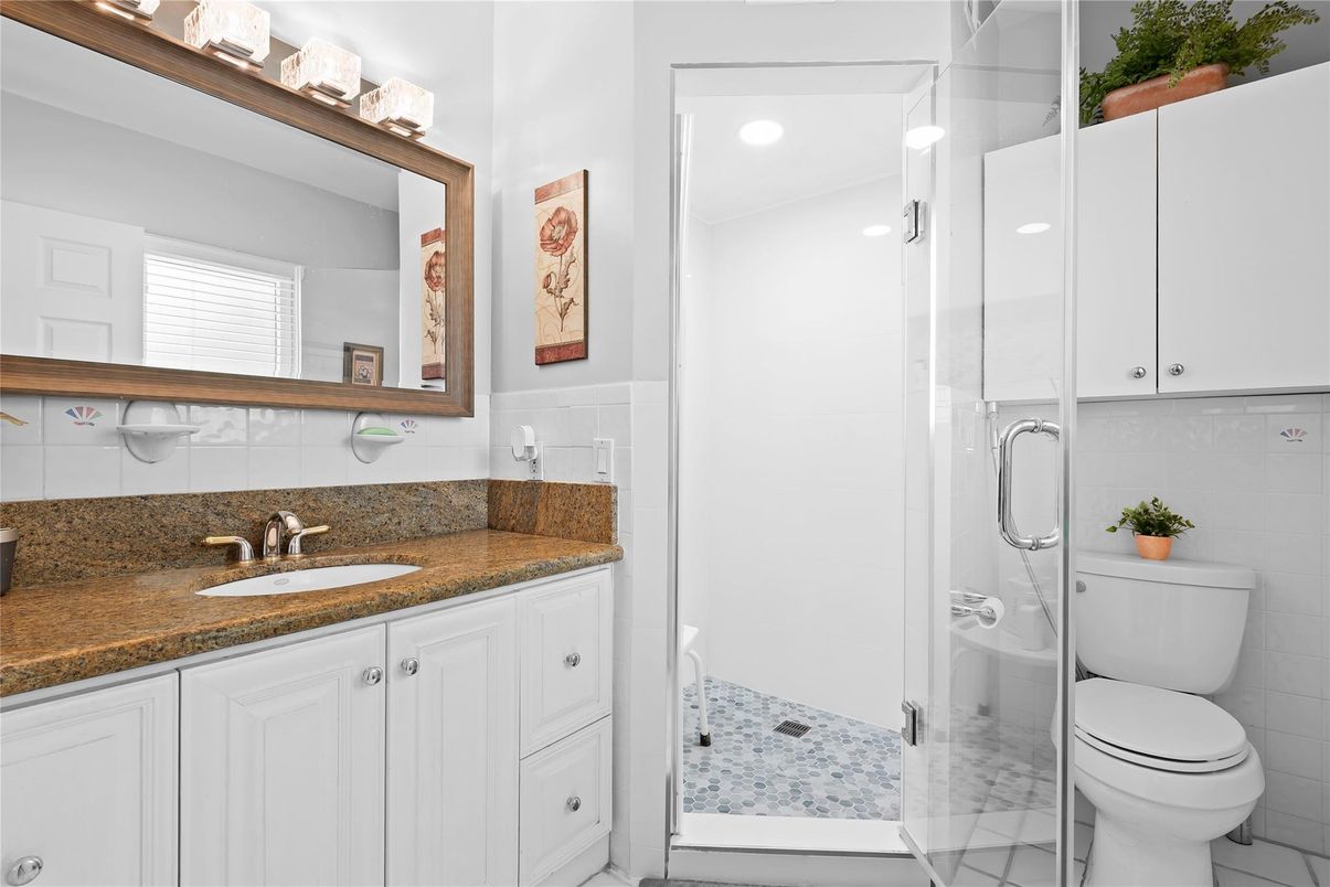 Bathroom, Glass Shower, Interior, Recessed Lighting