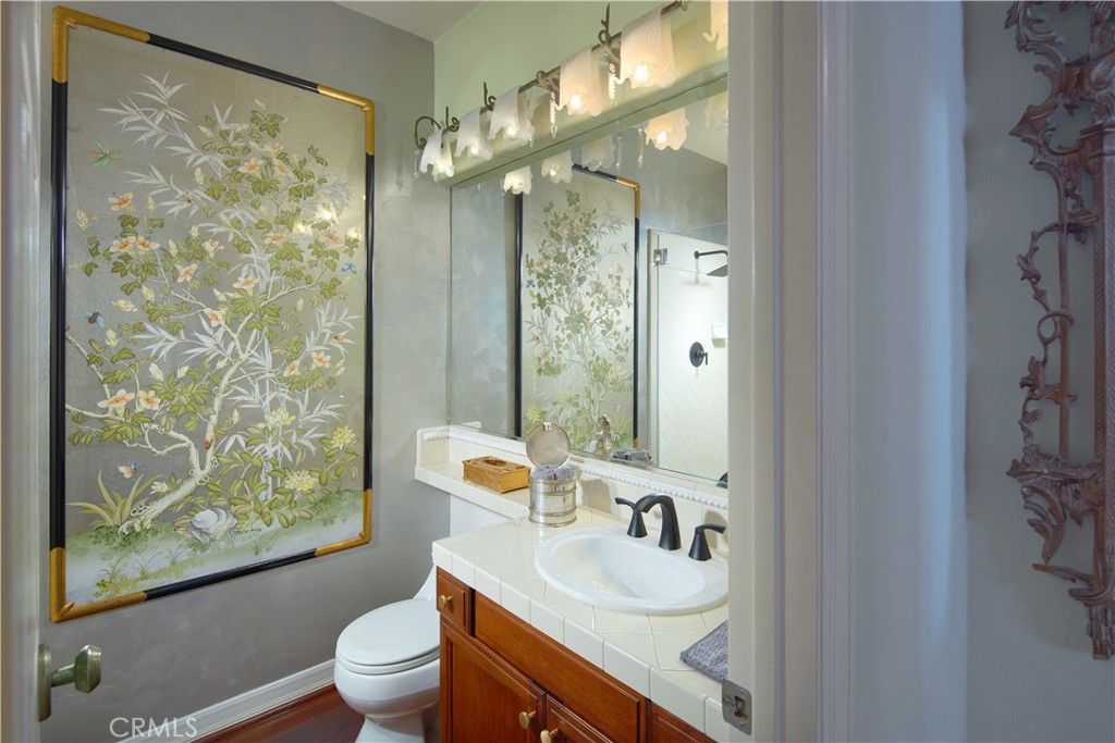 Bathroom, Interior, Tile Countertops, Wood Texture Flooring