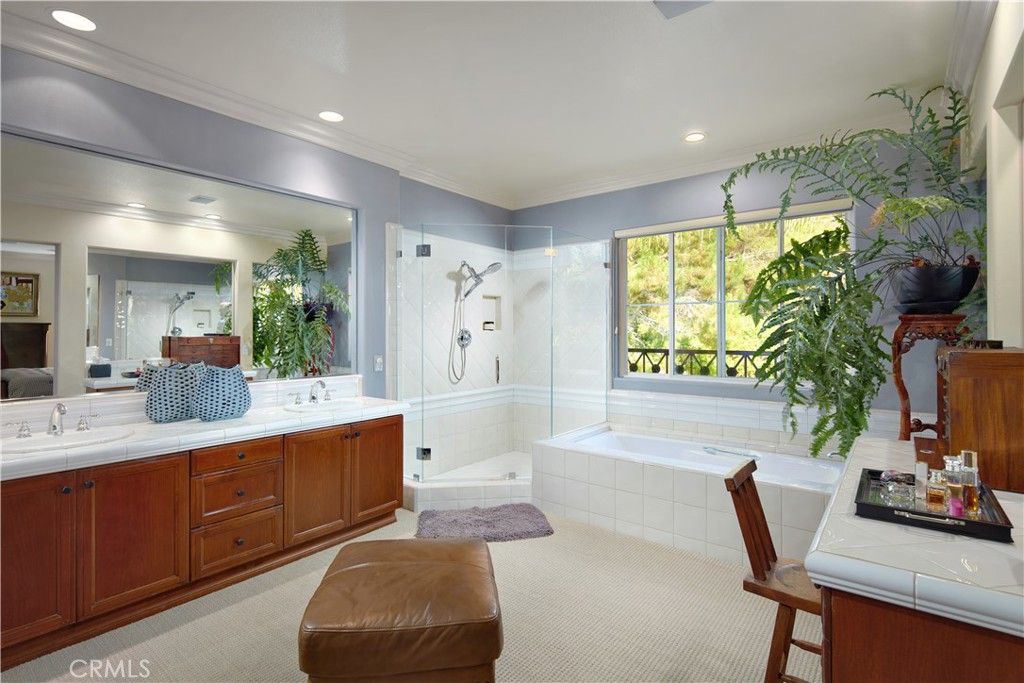 Bathroom, Glass Shower, Interior, Recessed Lighting, Tile Countertops