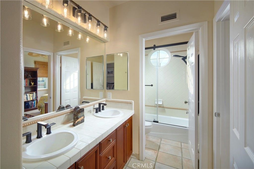 Bathroom, Dual Sink Vanities, Glass Shower, Interior, Tile Countertops