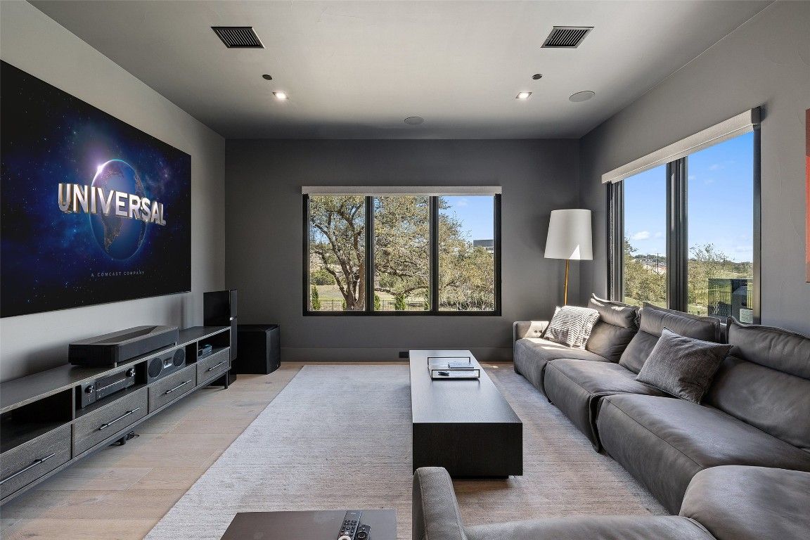 Interior, Living room, Recessed Lighting, Wood Texture Flooring