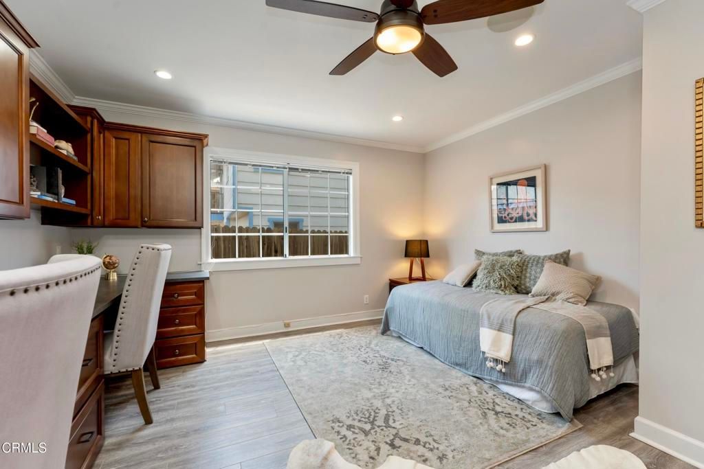 Bedroom, Home Office, Interior, Recessed Lighting, Wood Texture Flooring