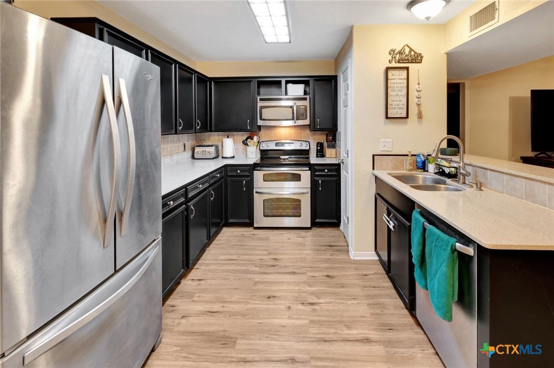 Interior, Kitchen, Stainless Steel Appliances, Wood Texture Flooring