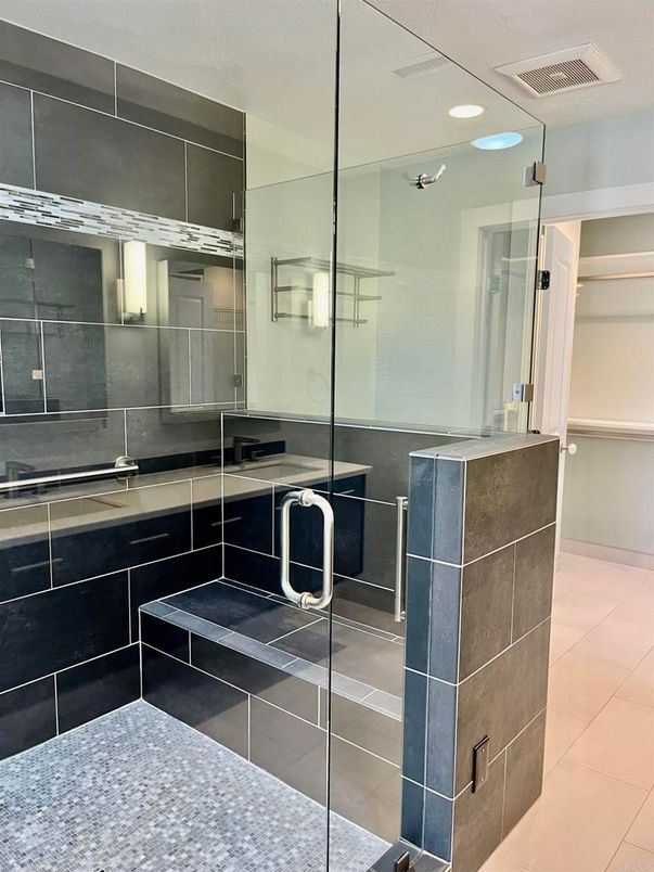 Bathroom, Glass Shower, Interior, Recessed Lighting