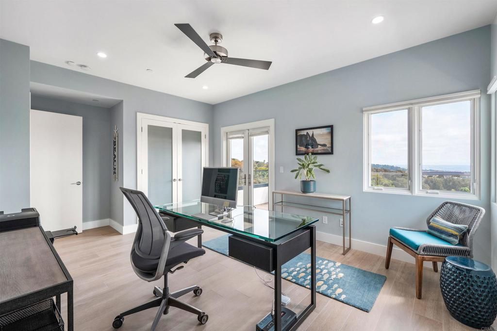 Home Office, Interior, Recessed Lighting, Wood Texture Flooring