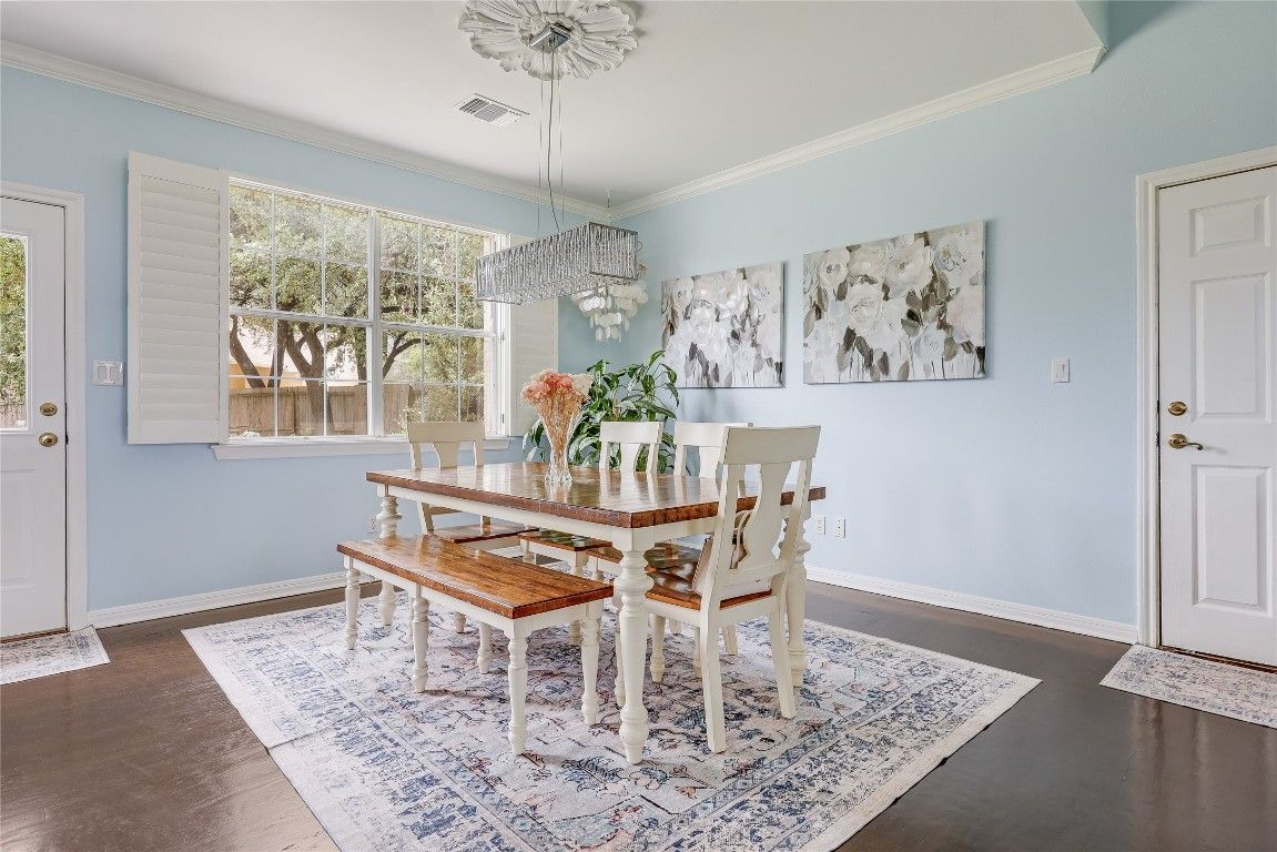 Chandelier, Dining room, Interior, Pendant Lights, Wood Texture Flooring