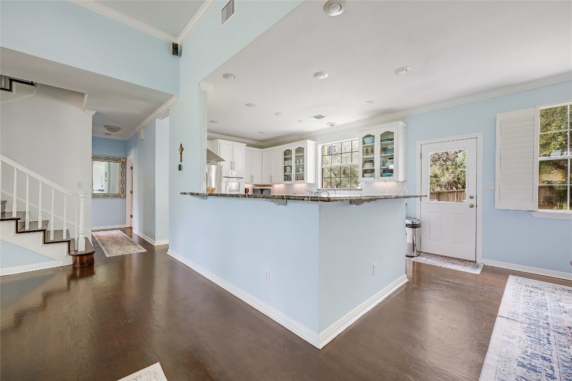 Interior, Kitchen, Recessed Lighting, Wood Texture Flooring