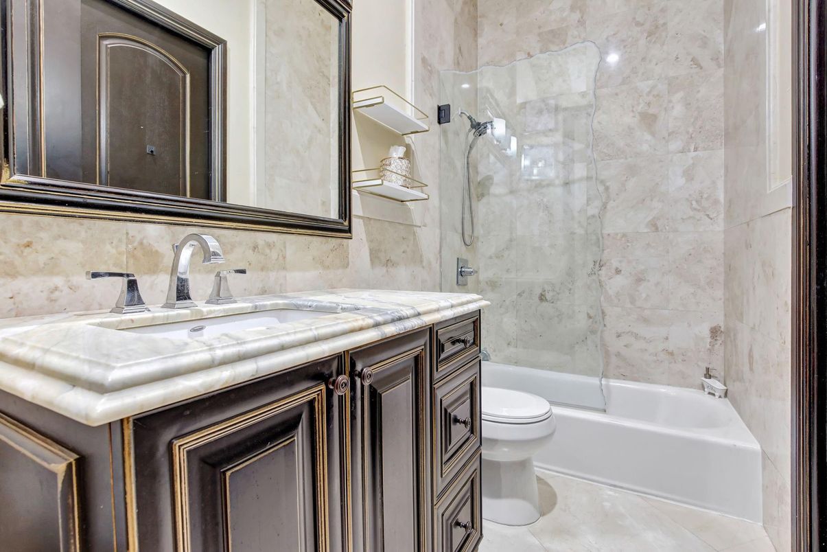 Bathroom, Glass Shower, Interior, Marble Walls