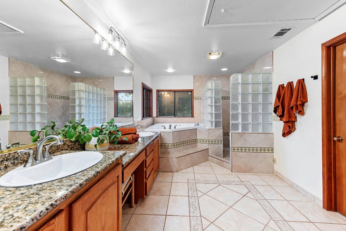 Bathroom, Dual Sink Vanities, Glass Shower, Interior, Recessed Lighting