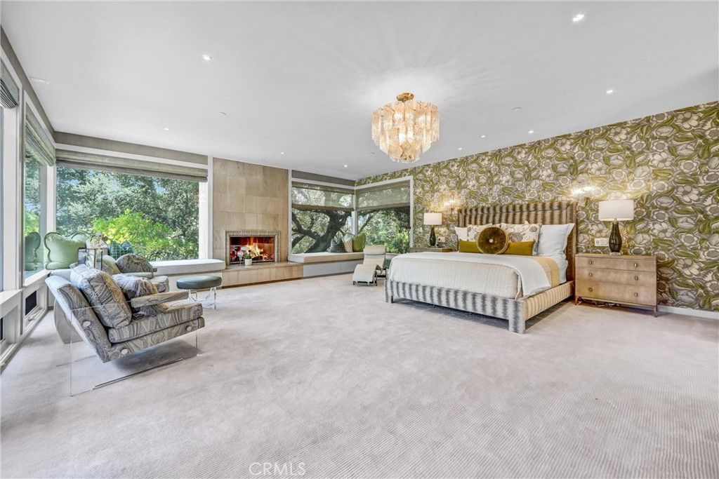 Bedroom, Chandelier, Fireplace, Interior, Recessed Lighting