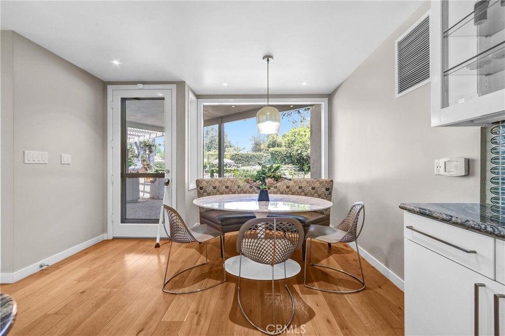 Dining room, Interior, Pendant Lights, Recessed Lighting, Wood Texture Flooring