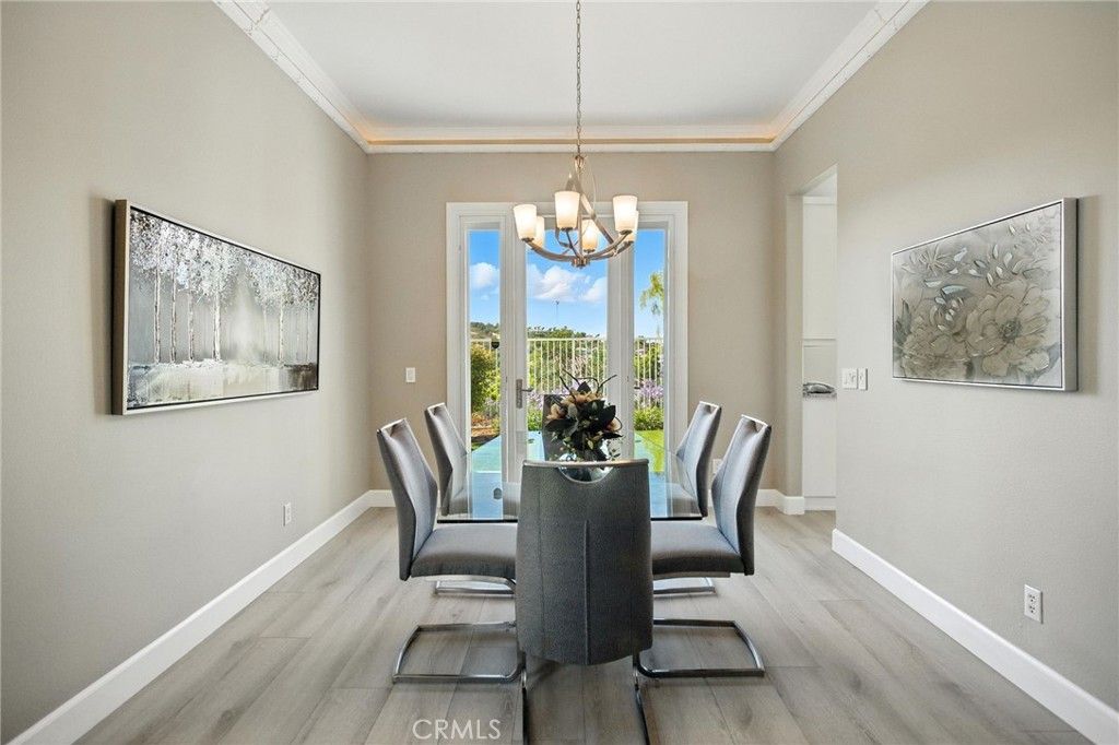 Chandelier, Dining room, Interior, Pendant Lights, Wood Texture Flooring