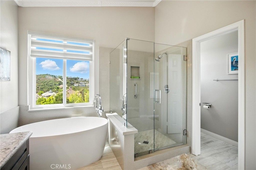 Bathroom, Free Standing Baths, Glass Shower, Interior, Marble