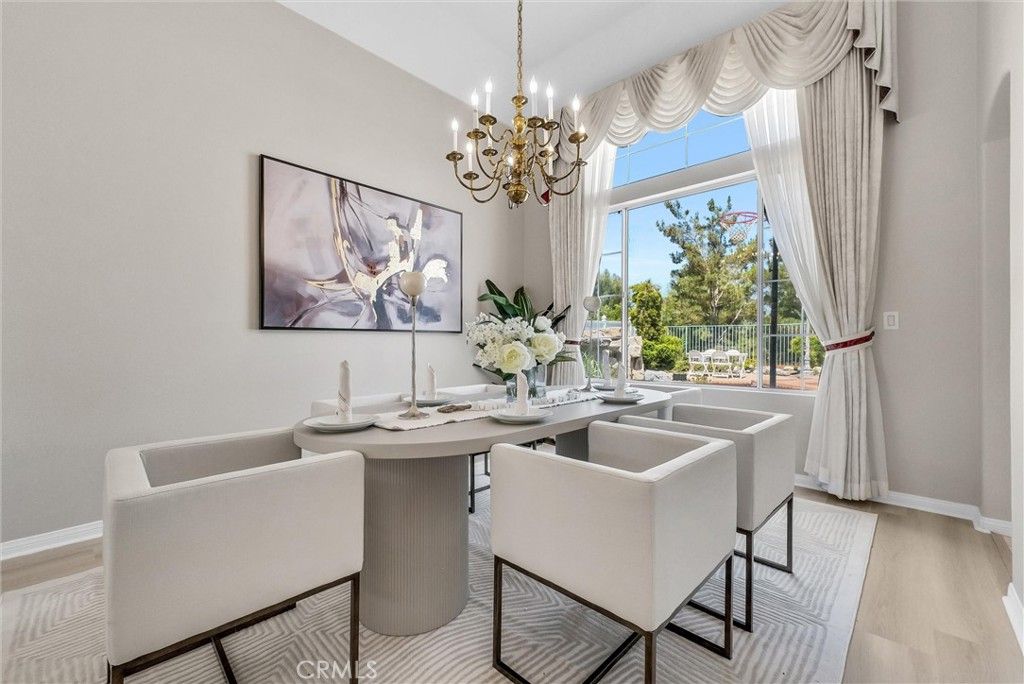 Chandelier, Dining room, Interior, Wood Texture Flooring