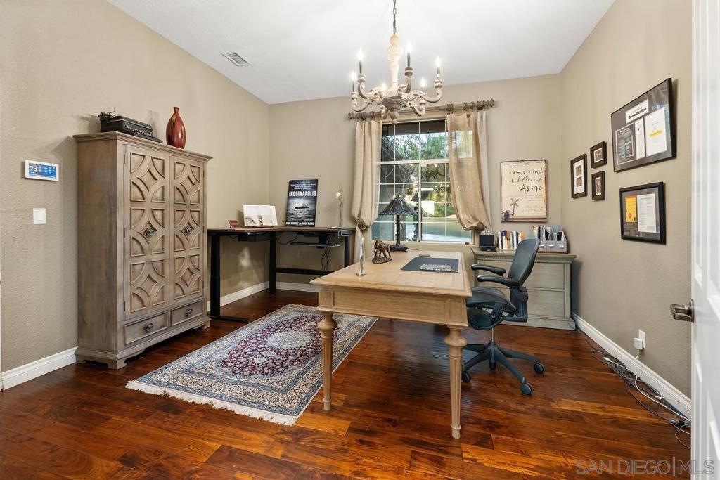 Chandelier, Home Office, Interior, Wood Texture Flooring