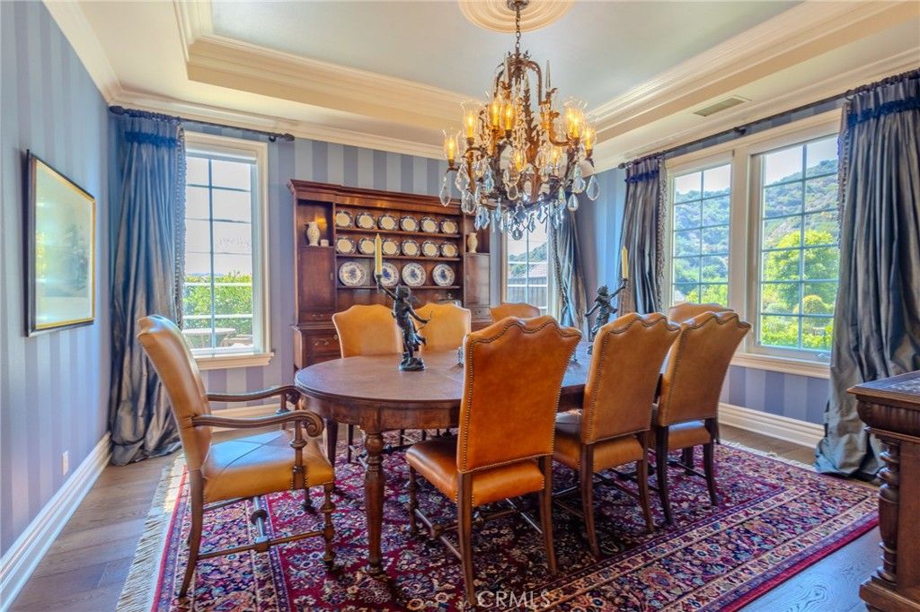 Chandelier, Dining room, Interior, Wood Texture Flooring
