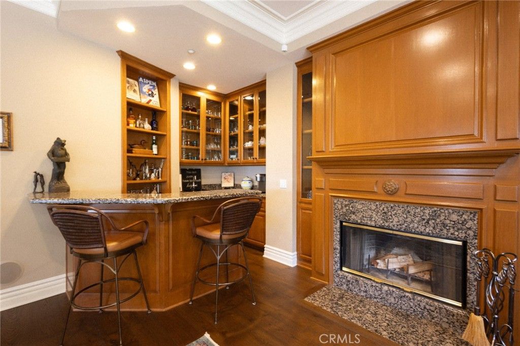 Fireplace, Interior, Recessed Lighting, Wood Texture Flooring