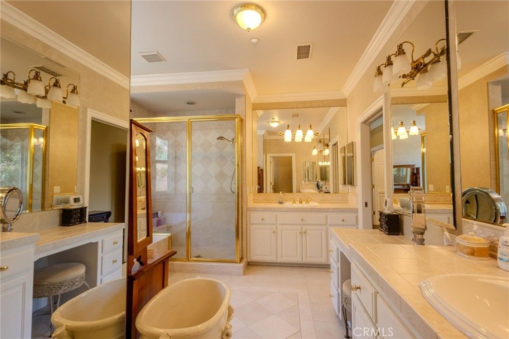 Bathroom, Dual Sink Vanities, Glass Shower, Interior, Tile Countertops