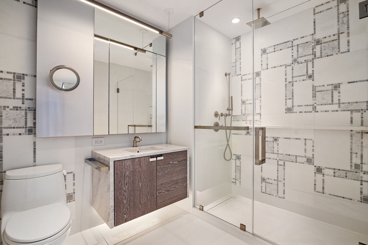 Bathroom, Glass Shower, Interior, Recessed Lighting
