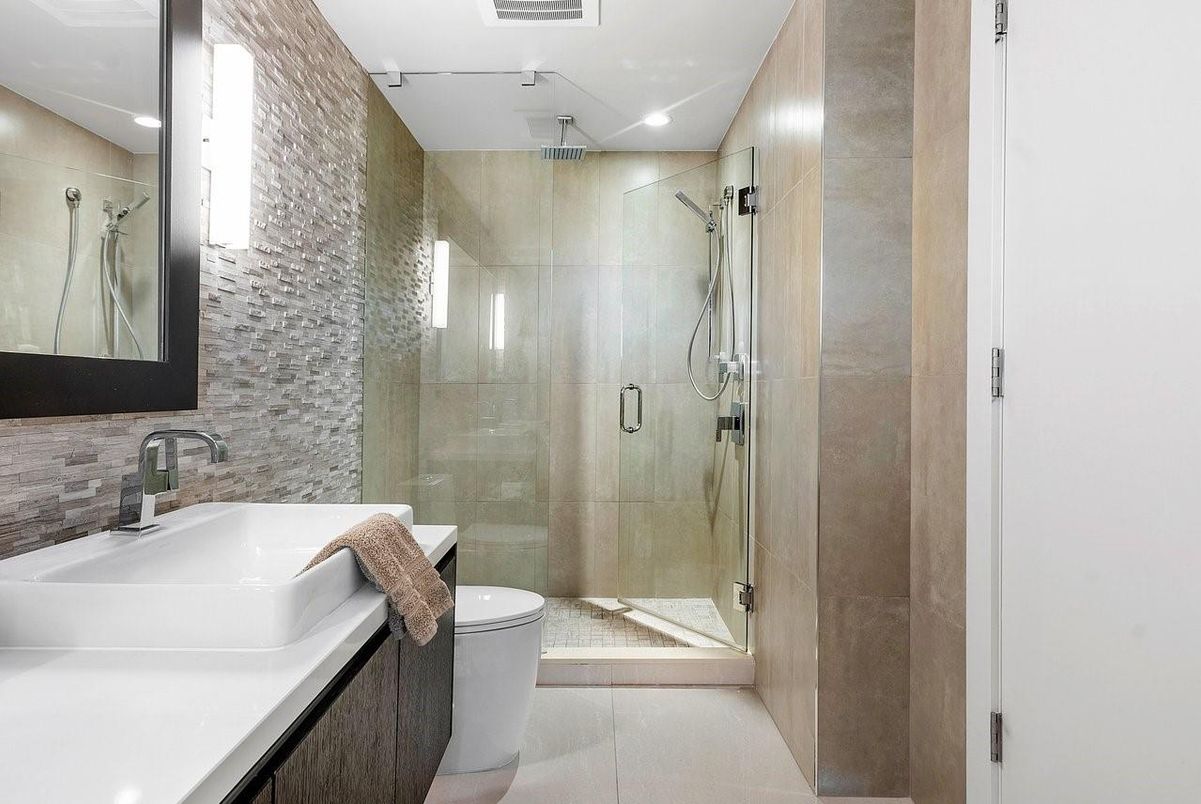 Bathroom, Glass Shower, Interior, Recessed Lighting