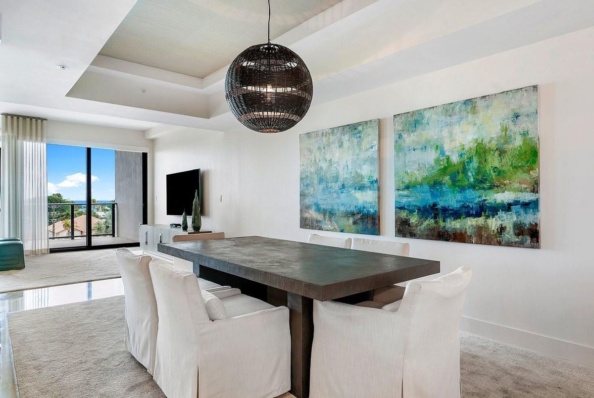 Dining room, Interior, Pendant Lights, Water