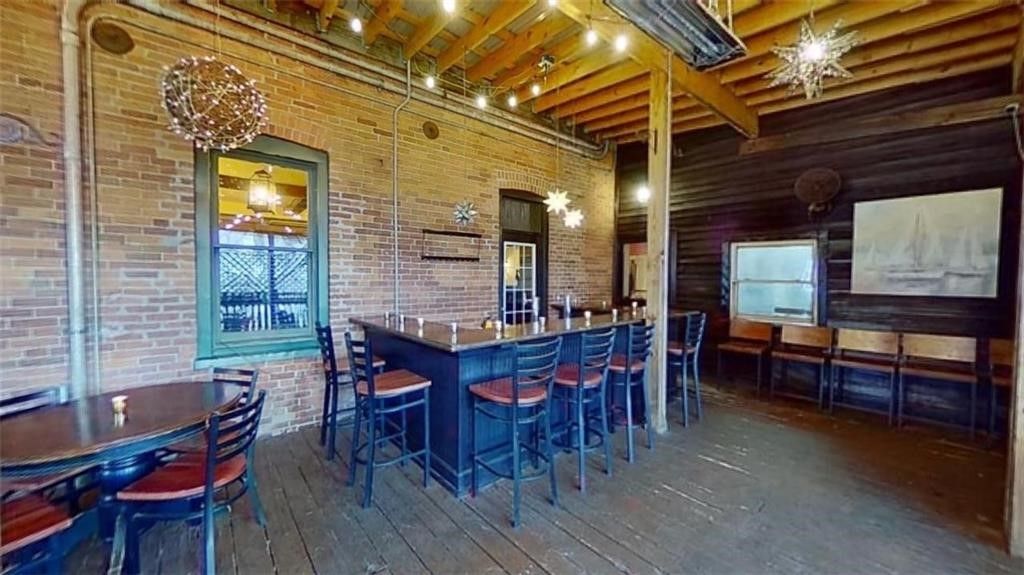 Interior, Pendant Lights, Stone Walls, Wooden Beams, Wood Texture Flooring