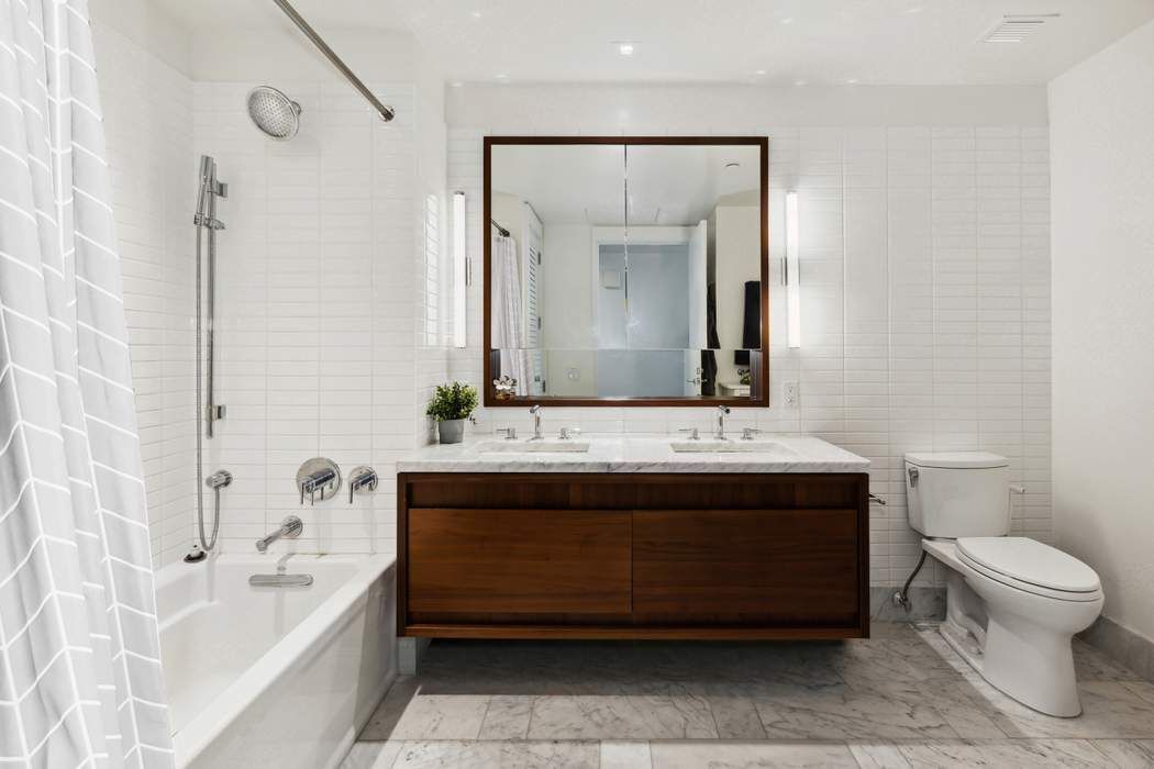Bathroom, Dual Sink Vanities, Interior, Marble, Recessed Lighting