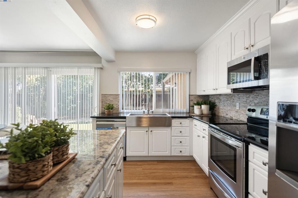 Interior, Kitchen, Stainless Steel Appliances, Wood Texture Flooring