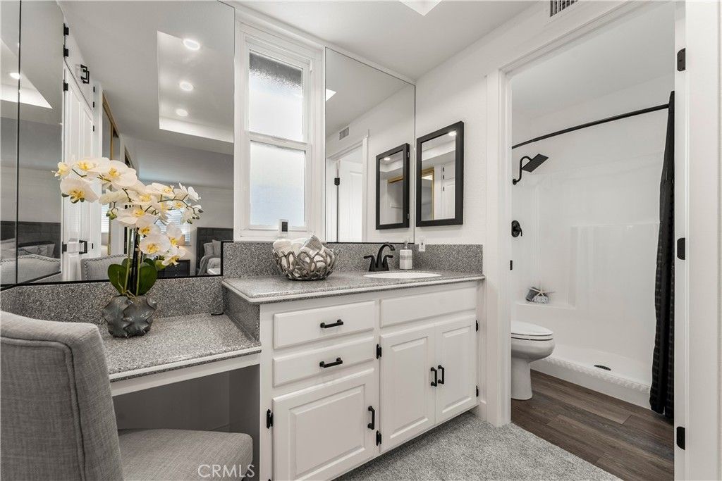 Bathroom, Interior, Recessed Lighting, Wood Texture Flooring
