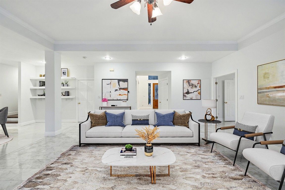 Interior, Kitchen, Living room, Marble, Recessed Lighting