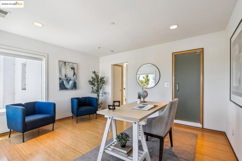 Home Office, Interior, Recessed Lighting, Wood Texture Flooring