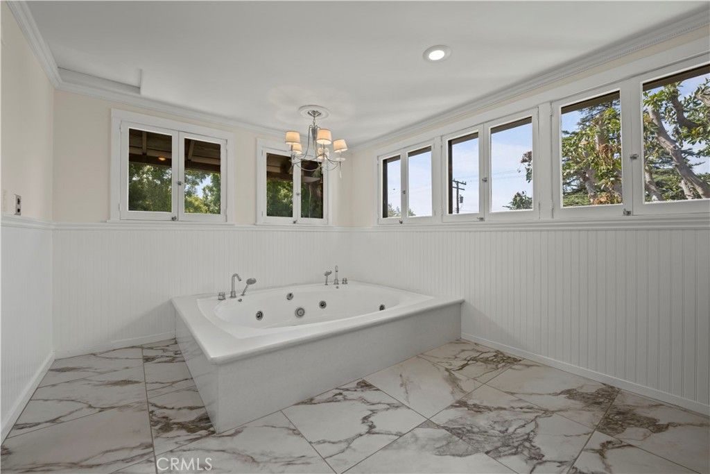 Bathroom, Chandelier, Interior, Marble, Recessed Lighting