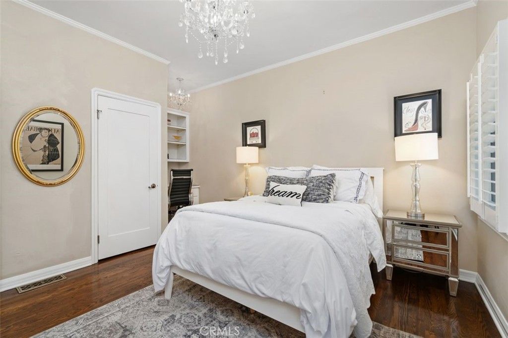 Bedroom, Chandelier, Interior, Wood Texture Flooring