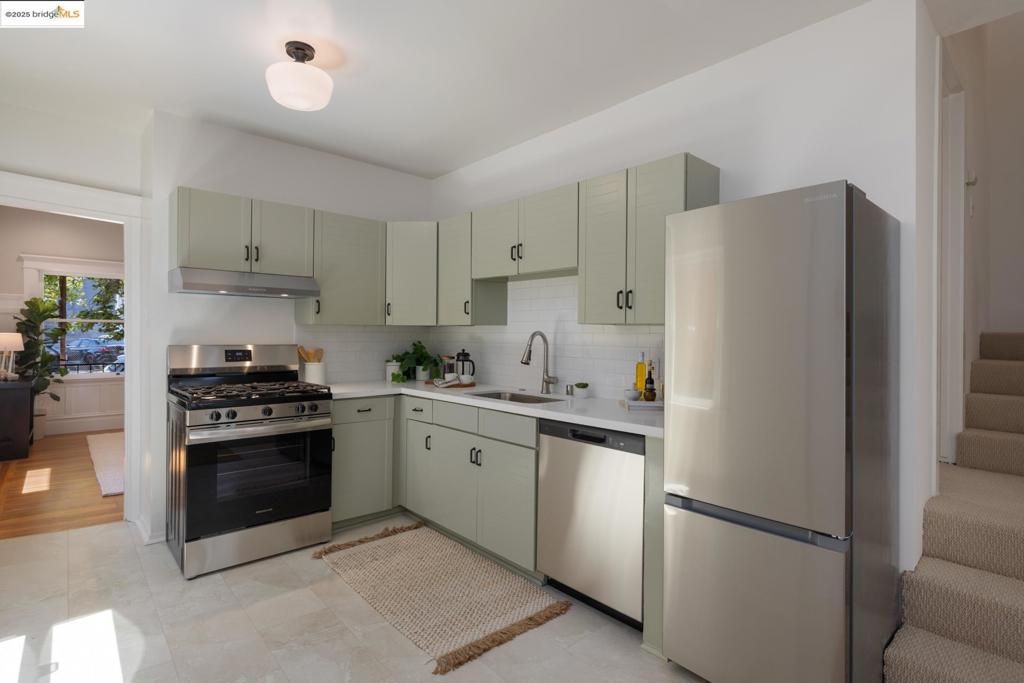 Interior, Kitchen, Stainless Steel Appliances, Wood Texture Flooring